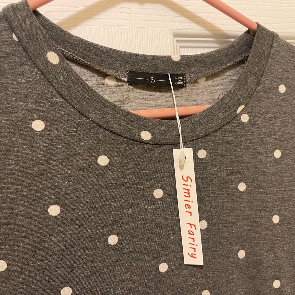 Gray and White Polka Dot Dress - Small